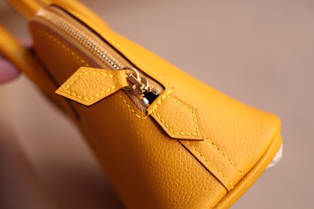 에르메스 미니 볼리드백 앰버 옐로우 금장 에버컬러